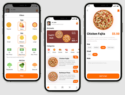 Pizza App UI Kit app app design design food graphic design ios app kit orange pizza pizza app restaurant ui ui kit ui ux ux xd