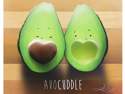 Avocado avocado cuddle cute healthyfat heart illustration kurtchangart pun