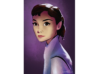 Audrey Hepburn actress audreyhepburn beauty illustration kurtchangart legend lighting moviestar portrait