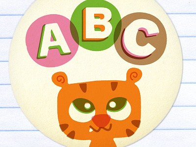 ABC Tiger Sticker alphabet animal children education illustration kids preschool retro school sticker tiger vintage
