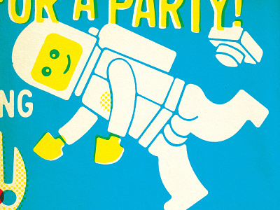 Lego Birthday Party Invitation astronaut birthday flexo illustration lego party retro silkscreen space vintage