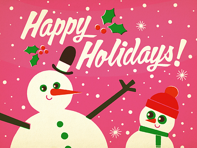 Happy Holidays christmas holidays illustration retro snow snowman vector vintage winter