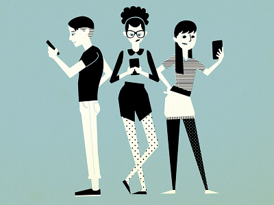 Smartphone Teens cell cool hip illustration kids lifestyle mobile phone retro smart smartphone teen