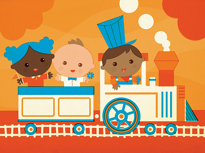 Baby Train baby book children cute diversity illustration infant kids retro train vector vintage