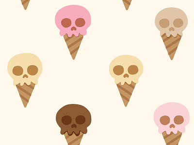 Ice Cream Cone Skulls candy cones cute ice cream illustration lactose intolerance pattern retro skulls textile vintage