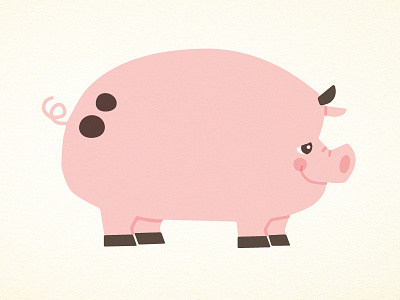 Big Pig animal bacon cute farm fat ham hog illustration pig pork retro vintage