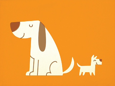 Two Dogs canine children dog illustration kids overprint pet puppy retro vector vintage
