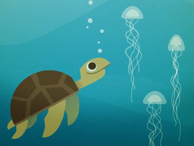 Sea Turtle bubbles childrens book fish illustration jelly ocean sea turtle