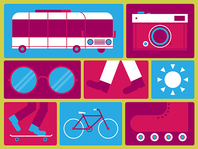 Traffic Box bicycle bike bus illustration rollerblade skate skateboard sun transit transportation vector walking