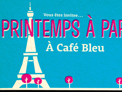 Spring in Paris cafe eiffel france french invitation invite paris party tower trees