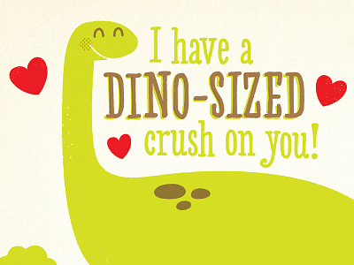Dino-Sized crush dinosaur heart retro valentine