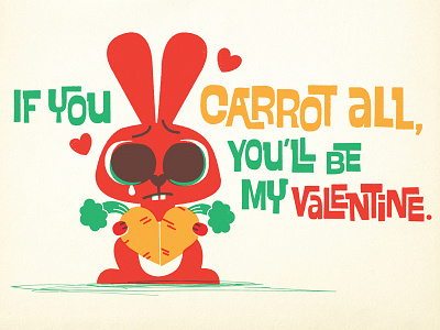If You Carrot All bunny carrot heart pity rabbit retro valentine