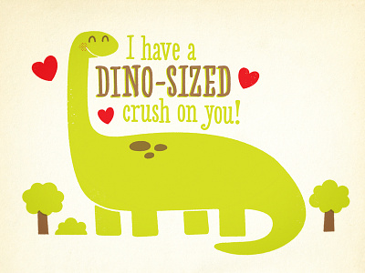 Dino-Sized (complete) bush crush dinosaur heart retro trees valentine