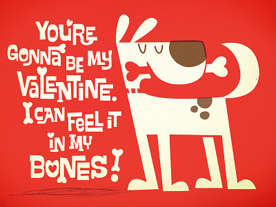 I Can Feel It In My Bones! bone dog heart retro valentine