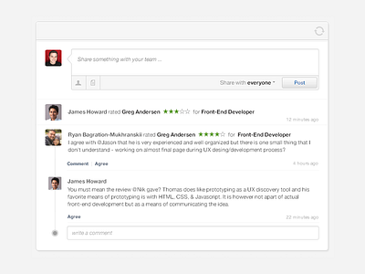 Social Hire Feed comments feed hiring hr rating social timeline