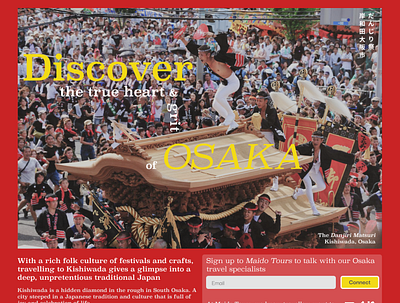 Discover Osaka ii art direction graphic design japanese landing page marketing design travel typography