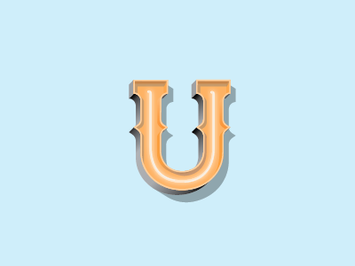 Neon U illustration typography