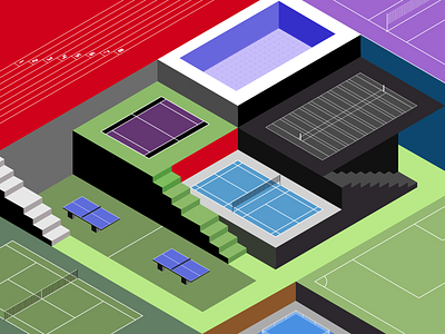 Sports Club | Isometric Graphic Series art badminton boxing chennai colorful football graphic illustration isometric kabbadi khokho pingpong running sketch soccer sports sports design sportsbranding swimmingpool tennis