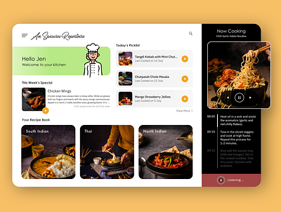 Landing Page - An Epicures Repertoire branding dashboard dashboard app dashboard template dashboard ui design food food app food website foodie illustration interface landing landing page design landingpage product design recipe app sketch vector voice assistant