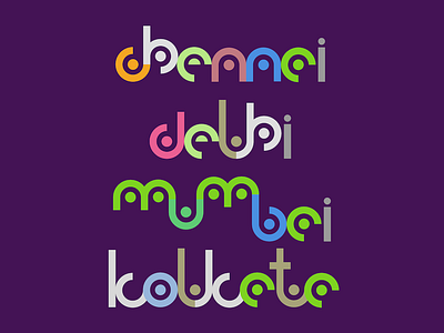 Curvy Typography calligraphy chennai delhi fonts illustration indian cities kolkata mumbai typography