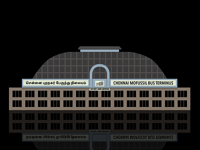 Mofussil Bus Terminus bus chennai cmbt graphic illustration koyambedu vector