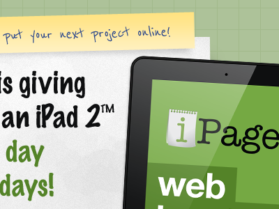 iPad Giveaway Mailer desktop giveaway ipad note page paper sticky tablet web hosting