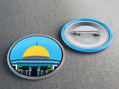 Jerusalem - Dome Of The Rock badge palestine jerusalem dome of the rock aqsa illustration colorful religion islam quds