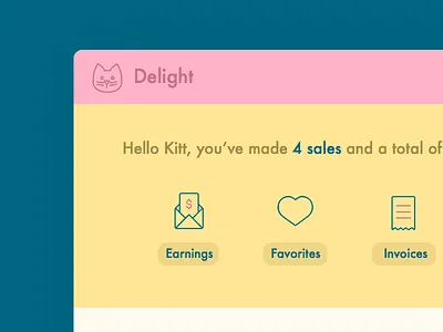 Delight UI Kitt cat dashboard delight design flat kitty sketch ui