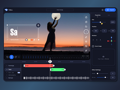 ٰVideo editor App clean dark dashboard edit editor image interface movie ui video video dashboard video editor app video maker video tool webdesign