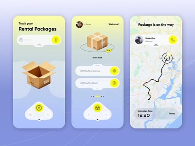Package delivery app app delivery delivery pack design map minimal mobile mobile app pack package parcel posting round shipping track track order tracking ui ux