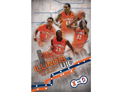 Chitown basketball chicago fighting illini illini illinois poster uic united center uofi