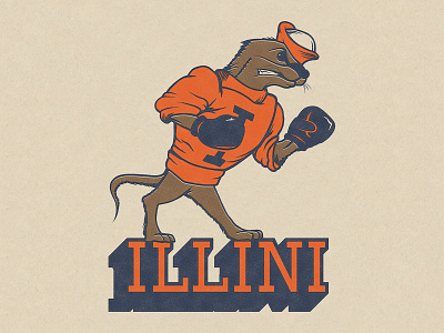 the Illinois Alma Otters 2 fighting illini illini illinois illustration logo otter