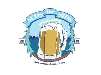 suds for sids benefit event logo beer illustration logo suds