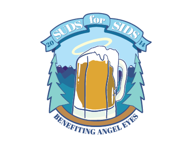 suds for sids benefit event logo beer illustration logo poster suds