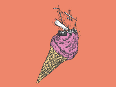 no title hand drawn icecream illustration ship vector