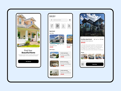 Apartment / House Rent App Ui Design apartment sell graphic design home rent home rent app house sell illustration land sell mobile app mobile ui rent house