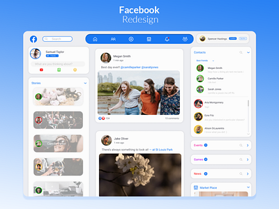 Facebook Redesign app branding design facebook figma photoshop redesign ui