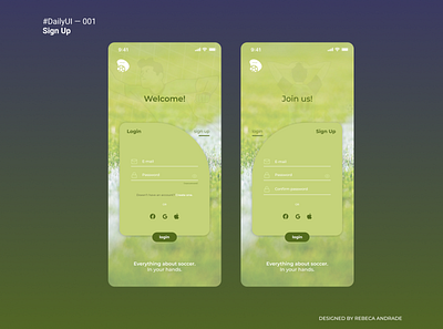 Daily UI - 001 - Sign Up app daily ui figma mobile sign up soccer ui ui design