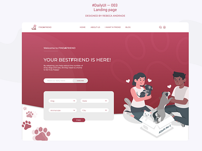 Daily UI - 003 - Landing Page daily ui dog shelter figma illustration landing page ui design web design web site