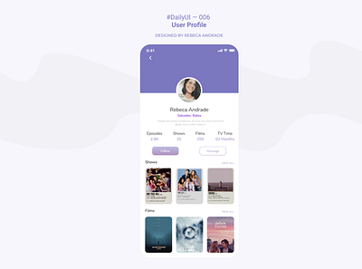 Daily UI - 006 - User Profile daily ui figma tv show ui ui design user profile