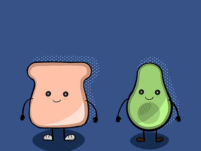 avocado & toast avocado cartoon illustration procreate toast