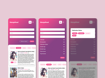 #Exploration Manga Reader Mobile Search Menu