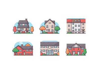 Homes buildings design design inspiration flat design homes house house icons icon icon set illustration illustrator vector vector art vector illustration