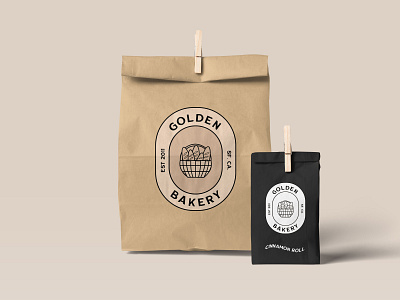 Golden Bakery Concept Packaging Mockup bakery carryout design illustration logo mockup packaging packaging design paperbag takeout