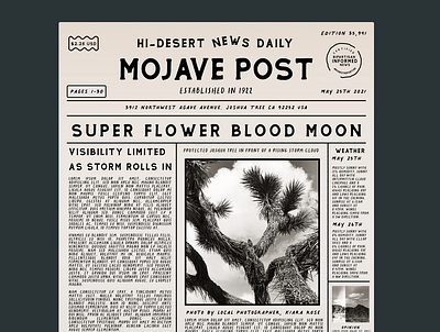 Mojave Post Design blackandwhite california desert figma joshua tree monochromatic newspaper newspaper design post print type vintage