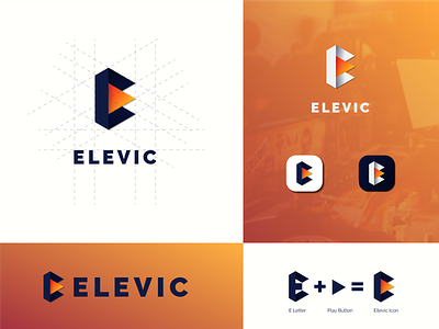 Modern E letter Concept Logo - "Elevic" adobe illustrator branding color design illustration logo logodesign logomark logotype minimal minimal logo design minimalistic logo monogram monogram logo