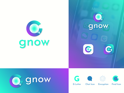 "G" Letter Modern Messaging App Logo | "Gnow" adobe illustrator app logo branding chat logo color design illustration logo logodesign messaging app minimal minimalistic logo