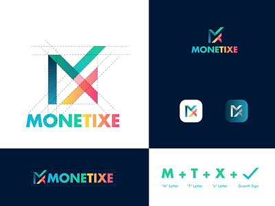 Monetixe Accounting farm logo | Modern M letter logo accounting logo business logo color gradient logo icon design illustrator lettermark logodesign minimal minimalist logo monogram