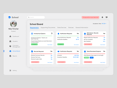 School Dashboard Design admin app dashboard design school typography ui ux web