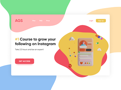 The first screen of the site for courses on promoting Instagram.